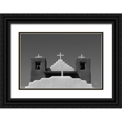 Four Crosses Black Ornate Wood Framed Art Print with Double Matting by Larson, Nathan