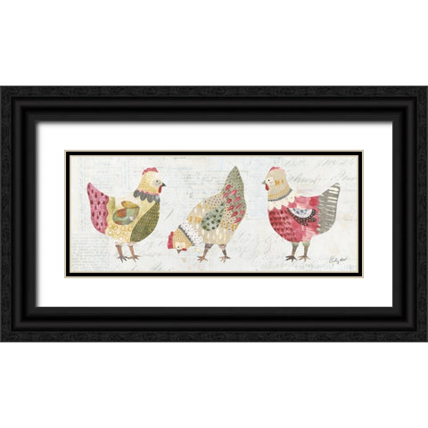 Patchwork Chickens I Black Ornate Wood Framed Art Print with Double Matting by Prahl, Courtney