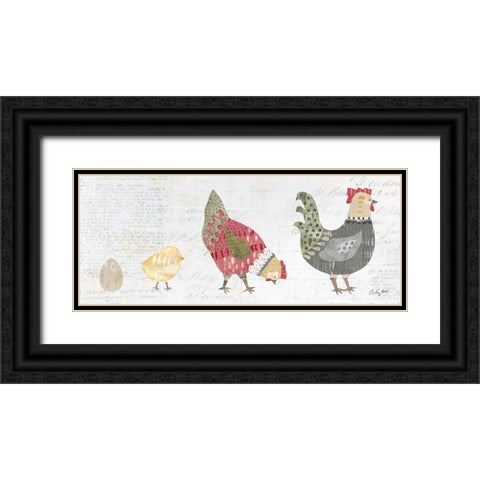 Patchwork Chickens II Black Ornate Wood Framed Art Print with Double Matting by Prahl, Courtney