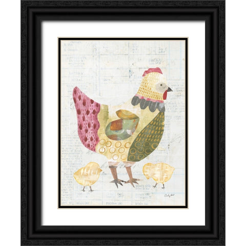 Patchwork Chickens III Black Ornate Wood Framed Art Print with Double Matting by Prahl, Courtney