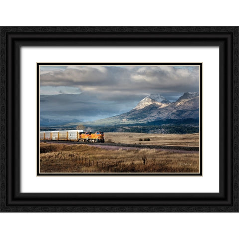 Train III Black Ornate Wood Framed Art Print with Double Matting by Majchrowicz, Alan