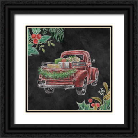 Christmas Chalk Truck III Black Ornate Wood Framed Art Print with Double Matting by Urban, Mary