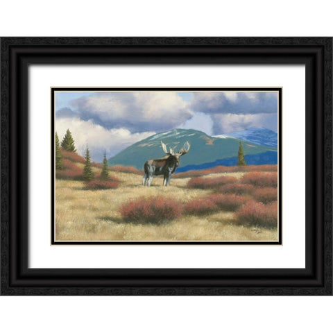 Northern Moose Black Ornate Wood Framed Art Print with Double Matting by Studio, Wellington