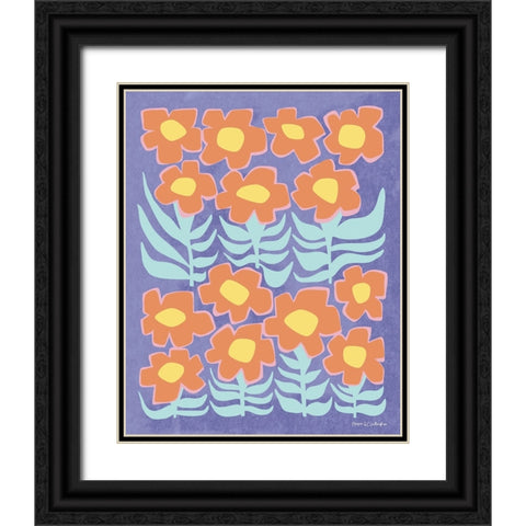 Flower Power III Dark Pastel Black Ornate Wood Framed Art Print with Double Matting by Gallagher, Megan