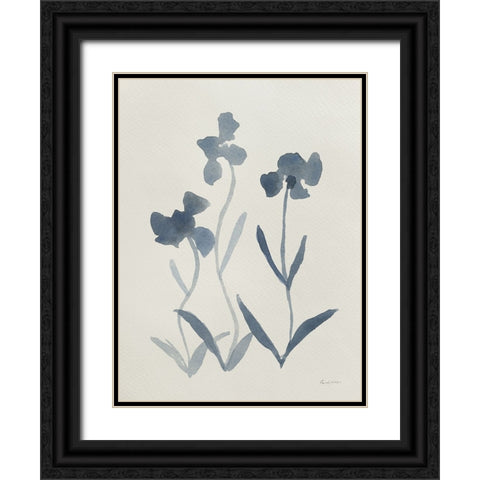 Blue Florals I Black Ornate Wood Framed Art Print with Double Matting by Munger, Pamela