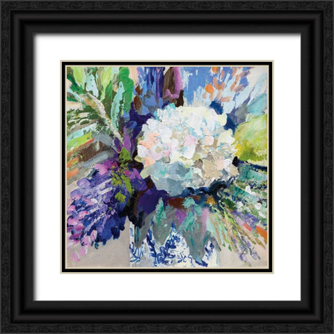 Hydrangea Chinoiserie I Black Ornate Wood Framed Art Print with Double Matting by Vertentes, Jeanette