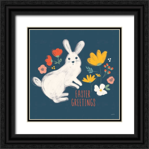 Hop Into Spring I Black Ornate Wood Framed Art Print with Double Matting by York, Leah