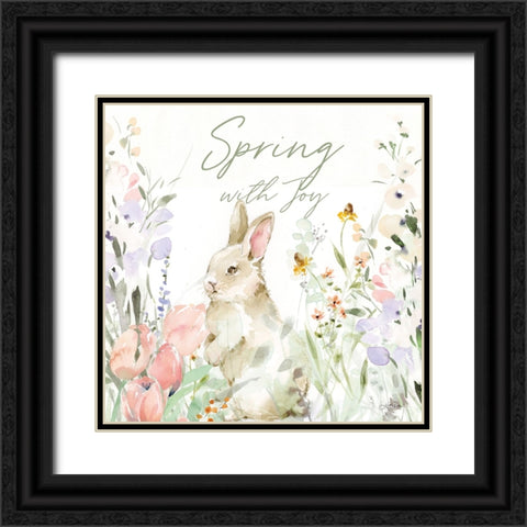 Blooming Bunnies IV Black Ornate Wood Framed Art Print with Double Matting by Pete, Katrina