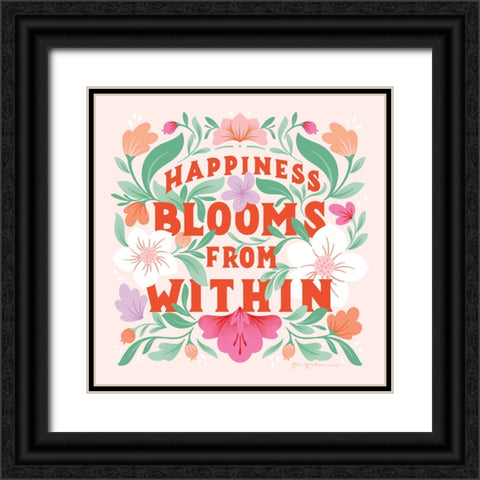 Happiness Blooms I Black Ornate Wood Framed Art Print with Double Matting by Graham, Gia