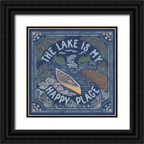 Lakeside Days III Blue Black Ornate Wood Framed Art Print with Double Matting by Marshall, Laura