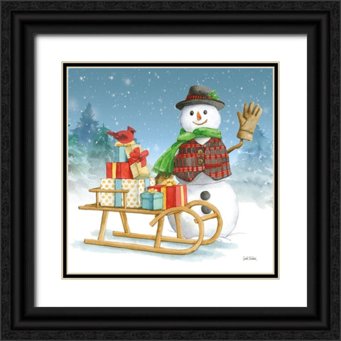 Snowman Family IV Black Ornate Wood Framed Art Print with Double Matting by Trimbach, Leslie