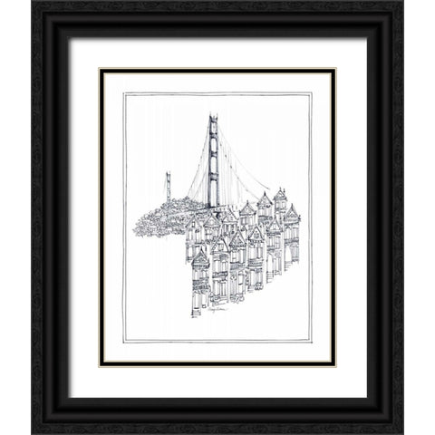 Golden Gate Black Ornate Wood Framed Art Print with Double Matting by Tillmon, Avery