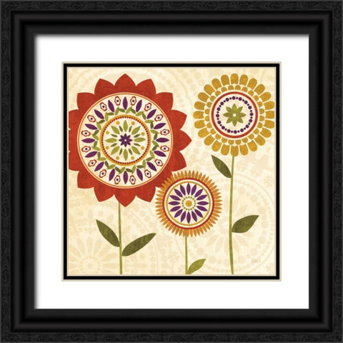 Fall Flowers I Black Ornate Wood Framed Art Print with Double Matting by Charron, Veronique