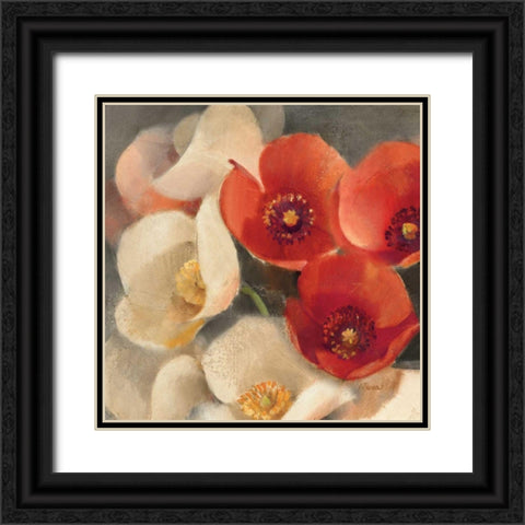 Poppies Bloom III Black Ornate Wood Framed Art Print with Double Matting by Hristova, Albena