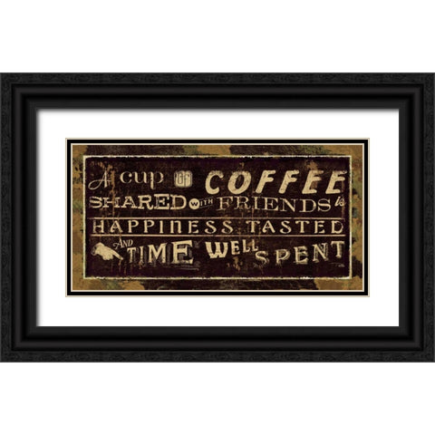 Coffee Quotes III Black Ornate Wood Framed Art Print with Double Matting by Pela Studio