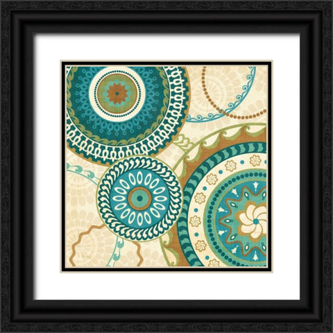 Owl Forest Suzani I Black Ornate Wood Framed Art Print with Double Matting by Charron, Veronique