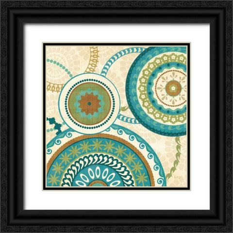 Owl Forest Suzani II ` Black Ornate Wood Framed Art Print with Double Matting by Charron, Veronique