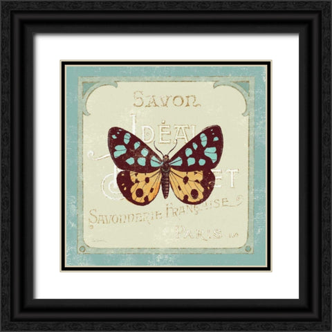 Parisian Butterfly I Black Ornate Wood Framed Art Print with Double Matting by Schlabach, Sue