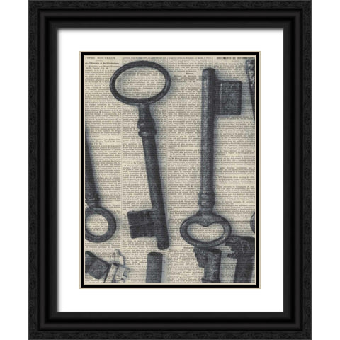 Parisian Keys I Black Ornate Wood Framed Art Print with Double Matting by Olivier, Marc