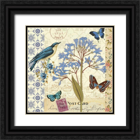 Blue Notes I Black Ornate Wood Framed Art Print with Double Matting by Pela