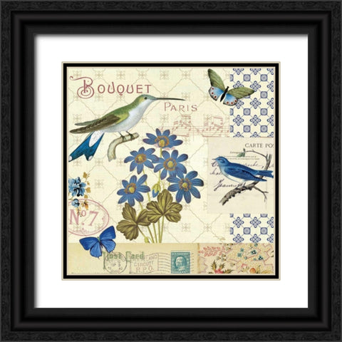 Blue Notes III Black Ornate Wood Framed Art Print with Double Matting by Pela