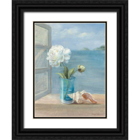 Coastal Florals I Black Ornate Wood Framed Art Print with Double Matting by Nai, Danhui