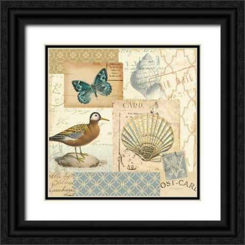 Coastal Collage I Black Ornate Wood Framed Art Print with Double Matting by Pela