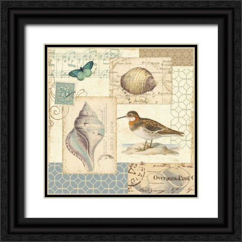 Coastal Collage II Black Ornate Wood Framed Art Print with Double Matting by Pela