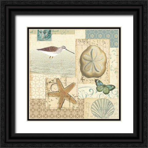 Coastal Collage III Black Ornate Wood Framed Art Print with Double Matting by Pela
