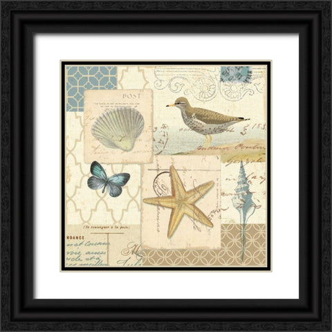 Coastal Collage IV Black Ornate Wood Framed Art Print with Double Matting by Pela