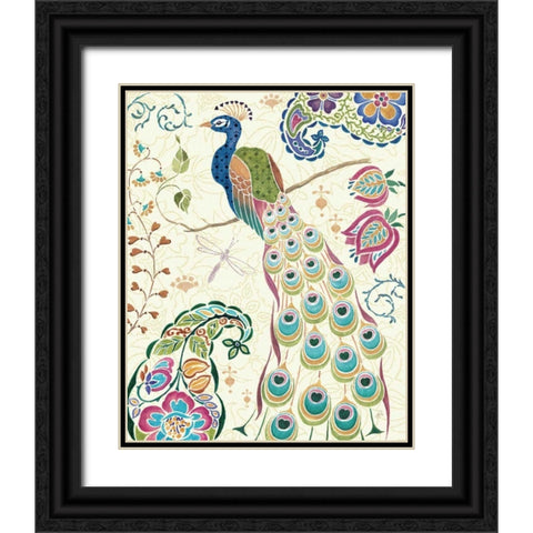 Peacock Fantasy III Black Ornate Wood Framed Art Print with Double Matting by Brissonnet, Daphne