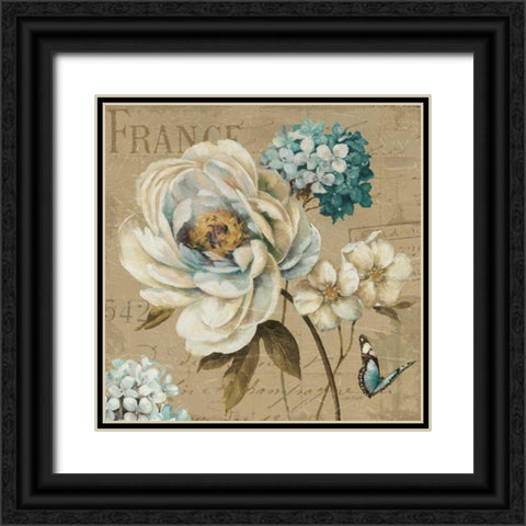 Marche de Fleurs Blue III Black Ornate Wood Framed Art Print with Double Matting by Audit, Lisa