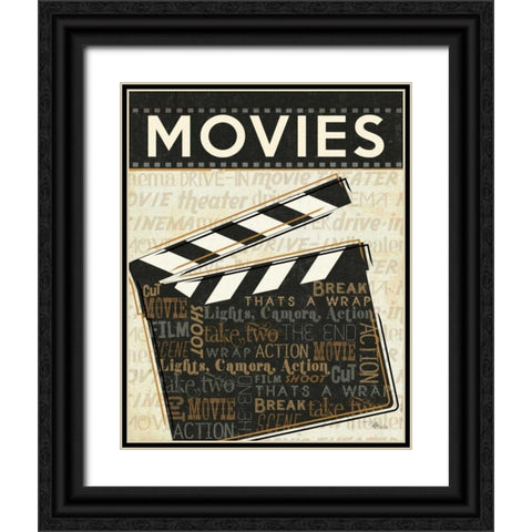 Cinema II Black Ornate Wood Framed Art Print with Double Matting by Pela Studio