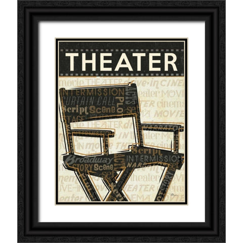 Cinema III Black Ornate Wood Framed Art Print with Double Matting by Pela Studio