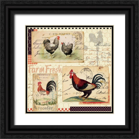 Rooster Farm II Black Ornate Wood Framed Art Print with Double Matting by Pelletier, Alain