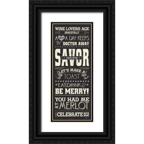 Wine Lovers I Black Ornate Wood Framed Art Print with Double Matting by Pela Studio