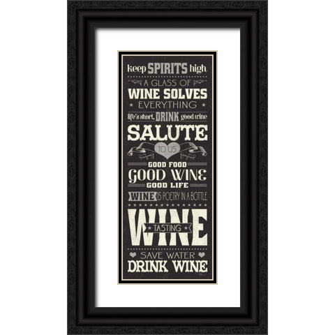 Wine Lovers II Black Ornate Wood Framed Art Print with Double Matting by Pela Studio