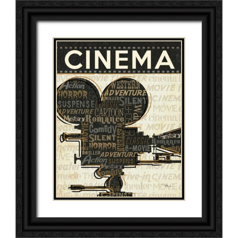 Cinema I Black Ornate Wood Framed Art Print with Double Matting by Pela Studio