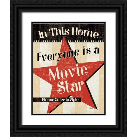In This Home Everyone is a Star Black Ornate Wood Framed Art Print with Double Matting by Pela Studio