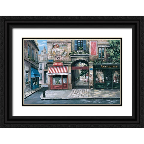 Vogue Cafe Black Ornate Wood Framed Art Print with Double Matting by St. John, Mark