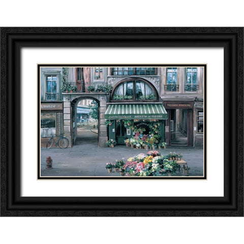 Dominique Fleuriste Black Ornate Wood Framed Art Print with Double Matting by St. John, Mark