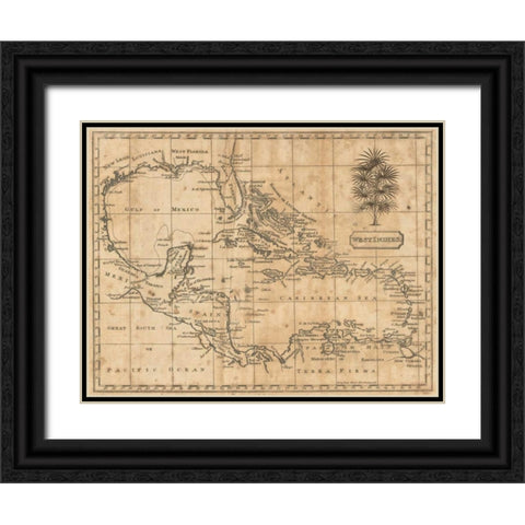 Caribbean 1806 Black Ornate Wood Framed Art Print with Double Matting by Arrowsmith, Andrew