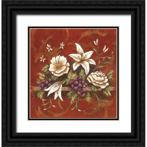 Jaipur Blossoms I Black Ornate Wood Framed Art Print with Double Matting by DeMarco, Fiona