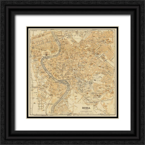 Mapa di Roma 1898 Black Ornate Wood Framed Art Print with Double Matting by Fiore, Lorenzo