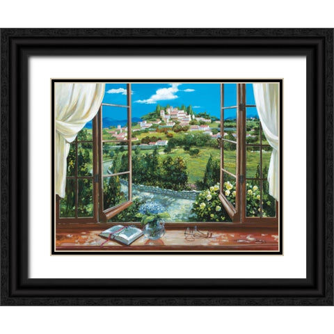 Montecatini View Black Ornate Wood Framed Art Print with Double Matting by Lorenzo, Dante