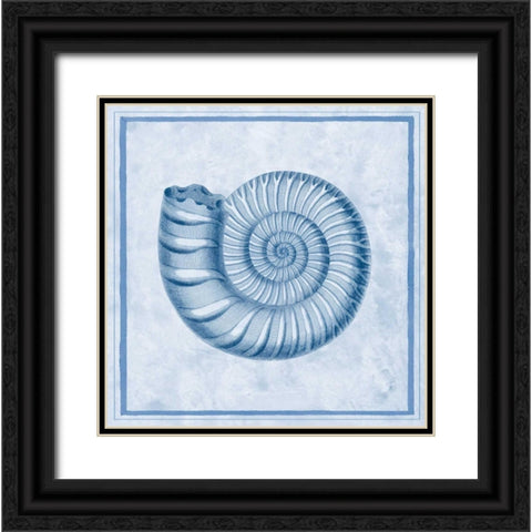 Blue Nautilus B Black Ornate Wood Framed Art Print with Double Matting by Chilton, Sarah E