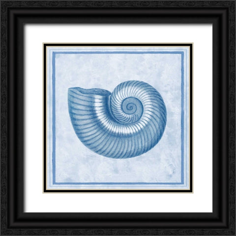 Blue Nautilus D Black Ornate Wood Framed Art Print with Double Matting by Chilton, Sarah E