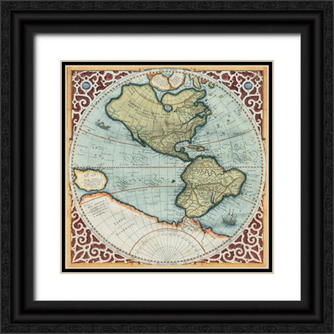 Terra Major I Black Ornate Wood Framed Art Print with Double Matting by Mercator, Gerardus