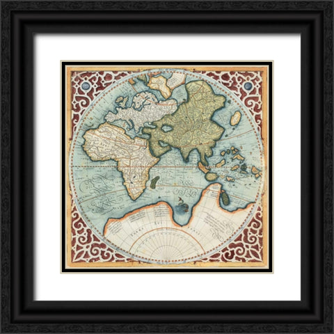 Terra Major II Black Ornate Wood Framed Art Print with Double Matting by Mercator, Gerardus