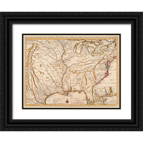 Rivers of America 1720 Black Ornate Wood Framed Art Print with Double Matting by LIsle, Guillaume